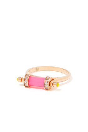 Single Pillar Agate Ring, 18 Rose Gold with Agate & Diamonds